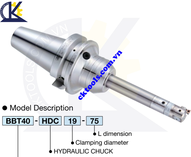 Đầu kẹp dao BIG DAISHOWA BBT40-HDC19-75 , Holder BBT40-HDC19-75 , HYDRAULIC CHUCK BBT40-HDC19-75 