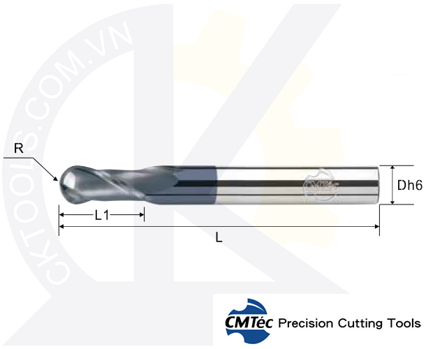 Dao phay CMTec MEBL2, Dao cầu phay thép  CMTéc MEBL2