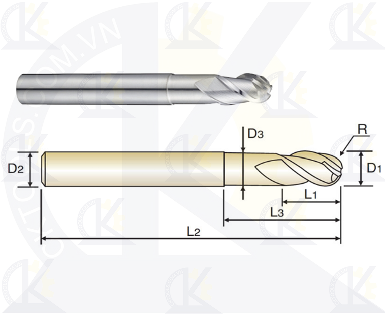 Dao cầu phay nhôm YG E5908, Dao phay cầu YG E5908